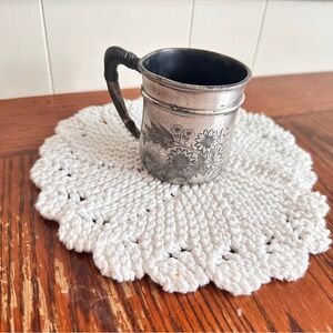 Vintage Silver Floral Mug